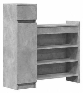Skříňka na boty, botník, zásuvka, dvířka, police, dřevo, 102x101x30 cm, beton šedá, Dekorino BS20260005