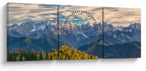 Obraz - horské panorama (s hodinami) (90x30 cm)