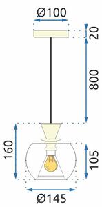 Toolight - Stropní lampa závěsná skleněná koule zlatá APP902-1CP, OSW-06676