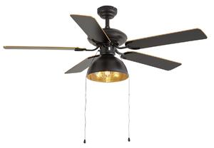 Stropní ventilátor černý s béžovou barvou 130 cm s tahovým spínačem - Mistral Magna