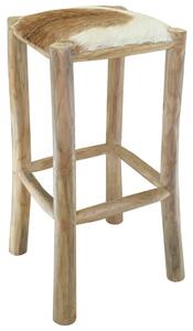 Barová stolička kozí kůže a masivní teak 244544