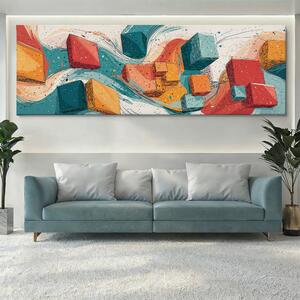 Obraz na plátně - Synchronní krychle FeelHappy.cz Velikost obrazu (šířka x výška): 60 x 20 cm