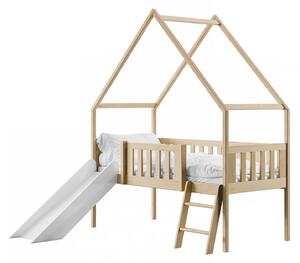 Legno Dětská postel ve tvaru domku se skluzavkou Angel 80x180 borovice