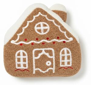 Dekorační polštářek GINGERBREAD HOUSE 40x40 cm, hnědý