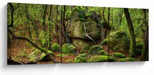 Obraz kouzelného lesa (s hodinami) (90x30 cm)