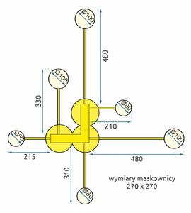Toolight - LED stropní svítidlo 6-ramenné APP210-3CPR + dálkové ovládání, černá, OSW-08463
