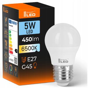 LED žárovka E27 5 W, 450 lm, 6500 K – studená bílá, stmívatelné, Ø 45 mm