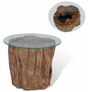 Konferenční stolek teak a sklo 50 x 40 cm 245069