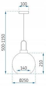 Toolight - Závěsné svítidlo ze skla 25x35cm 1xE27 60W APP442-CP, zlatá, OSW-05635