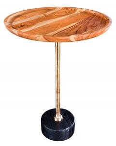 Noble Home Přírodní dřevěný kulatý odkládací stolek Trayful 55 cm