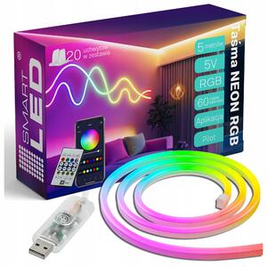 LED neonový pásek 5 V, 5 m, USB, IP65