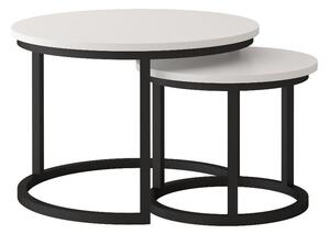 TRENTO konferenční stolek 2 kusy, bílá/černý kov
