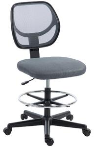 Vinsetto ergonomická vysoká židle — síťované sedadlo, nastavitelný kroužek na nohy, zakřivené opěradlo, 360° otočná, výškově nastavitelná — tmavě šedá