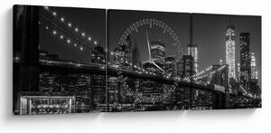 Obraz Brooklyn mostu v New Yorku (s hodinami) (90x30 cm)