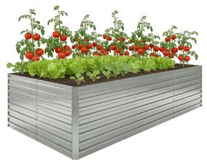 Outsunny venkovní vyvýšený záhon — pozinkovaný obdélníkový záhon s bezpečnými hranami a otevřeným dnem, pro květiny, bylinky a zeleninu, 240 x 120 x 6