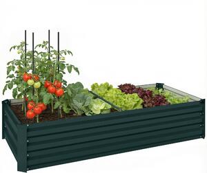Outsunny obdélný zvýšený záhon z pozinkované oceli s bezpečným okrajem a otevřeným dnem — 150 × 70 × 30 cm, zelený | Aosom