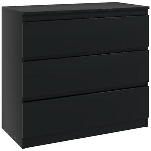 HOMCOM komoda 3 zásuvky — moderní bezúchytová černá komoda s tlumeným dovíráním, 80 × 39 × 73 cm | Aosom
