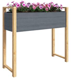 Outsunny zvýšený zahradní záhon, dřevěný truhlík 98 × 37 × 90 cm – šedý / přírodní dřevo | Aosom