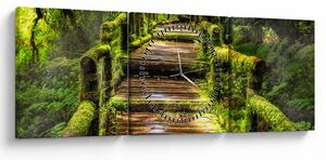 Obraz schodů v deštném pralese (s hodinami) (90x30 cm)