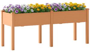 Vyvýšený dřevěný záhon Outsunny s nohami, 6 odtokových otvorů – 184 × 59 × 76,5 cm, hnědý | Aosom