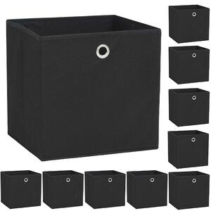 Úložné boxy 10 ks netkaná textilie 32 x 32 x 32 cm černé 245746