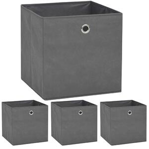 Úložné boxy 4 ks netkaná textilie 32 x 32 x 32 cm šedé 245747