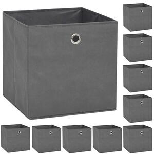 Úložné boxy 10 ks netkaná textilie 32 x 32 x 32 cm šedé 245748