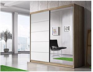 Šatní skříň Multi 35 Barva korpusu: Bílá, Rozměry: 183 cm, Dveře: Bílý lesk + zrcadlo
