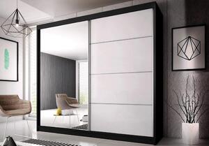 Idzczak Šatní skříň Multi 35 Barva: Černá, Rozměry: 183 cm, Dveře: Bílý lesk + zrcadlo
