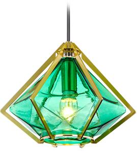 Toolight - Závěsné skleněné stropní svítidlo 1xE14 APP453-1CP, zelená-zlatá, OSW-00583