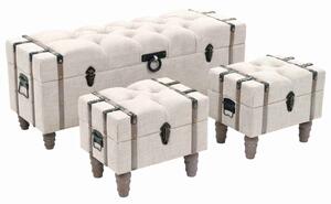 Sada úložných lavic 3 kusy masivní dřevo a ocel 112x37x45 cm 245762