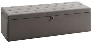 HOMCOM sametový úložný taburet 141 l, 137 × 41 × 42 cm, kartáčovaný samet, nosnost 240 kg, šedý | Aosom