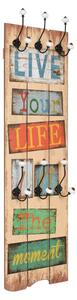 Nástěnný věšák na kabáty LIVE LIFE s 6 háčky 120 x 40 cm 245849