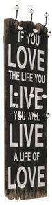 Nástěnný věšák na kabáty LOVE LIFE s 6 háčky 120 x 40 cm 245853