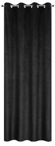 Černý sametový závěs LILI na kroužcích s vlnitým reliéfním vzorem 140 x 250 cm