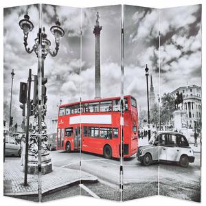 Skládací paraván 200 x 170 cm Londýnský autobus černobílý 245875