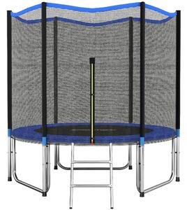 SPORTNOW trampolína Ø305 cm pro dospělé s bezpečnostní sítí, žebříkem a krytem pružin – modrá | Aosom