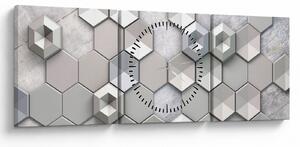 Obraz 3D abstrakce (s hodinami) (90x30 cm)