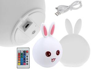 Verk 24073 Noční RGB lampička dotyková králík USB 1200mAh s dálkovým ovládaním