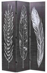 Skládací paraván 120 x 170 cm pírka černobílá 245889