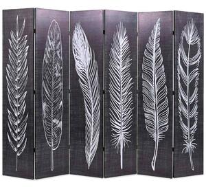 Skládací paraván 228 x 170 cm pírka černobílá 245892