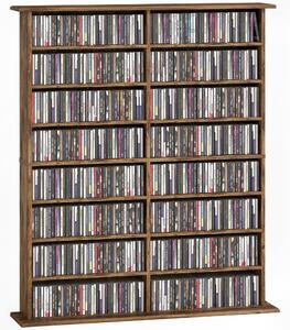 HOMCOM regál na CD a DVD, multimediální organizér — pojme až 720 CD / 396 DVD/Blu-ray, 16 přihrádek, 12 nastavitelných polic, 106,5 × 24 × 126,3 cm, r