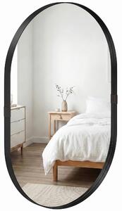 HOMCOM Nástěnné zrcadlo 60 × 90 cm, tvrzené sklo a hliníkový rám, černé — do koupelny, ložnice, obývacího pokoje, předsíně | Aosom