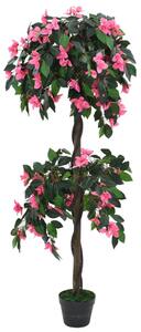 Umělá rostlina rododendron s květináčem 155 cm zelená a růžová 245951
