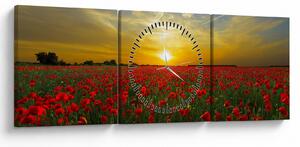 Obraz pole vlčích máků (s hodinami) (90x30 cm)
