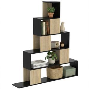 HOMCOM 5patrový geometrický regál-žebřík – černá/přírodní dřevo, 120 x 22 x 131,5 cm | Aosom