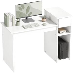 HOMCOM psací stůl s šuplíkem a policí, stojan na PC, 108 x 50 x 82 cm, moderní, pracovní stůl do ložnice/studia, bílý | Aosom