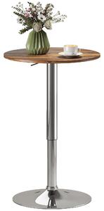 HOMCOM nastavitelný bistro barový stůl, výška 67–93 cm, Ø 60 cm otočná deska 360°, chrom/hnědá | Aosom