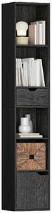 HOMCOM 6-Tier Space-Saving Vertical Bookcase with Cabinet, Adjustable Shelf & Drawer, for Living Room Bedroom Office, 11.8" x 9.4" x 62.2" (30 x 24 x