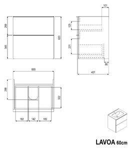 Koupelnová skříňka s umyvadlem LAVOA 60 cm